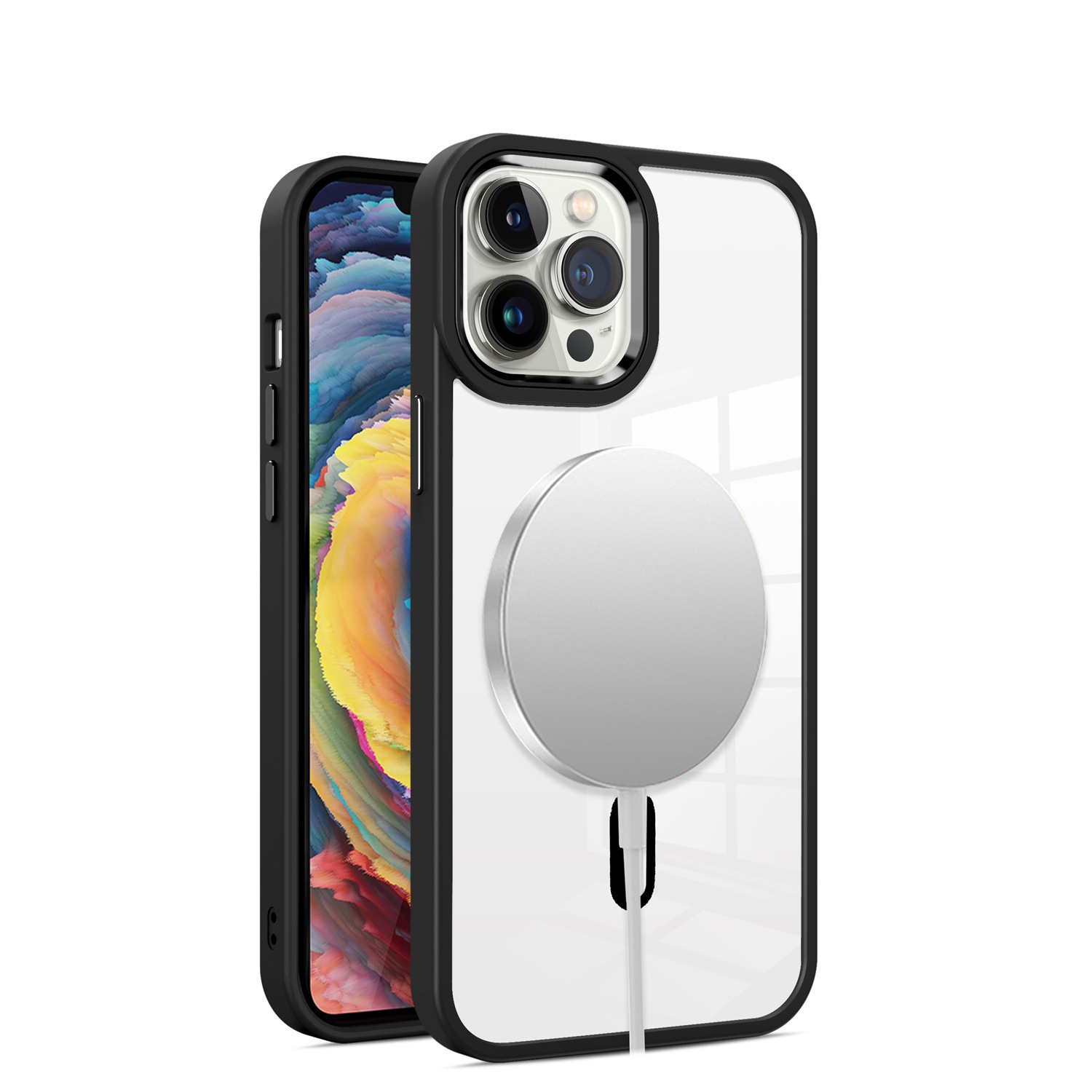 Für Apple iPhone 12 Pro Max MagSafe kompatibel klar TPU Farbe Rahmen Hülle Cover - Bild 10 von 28
