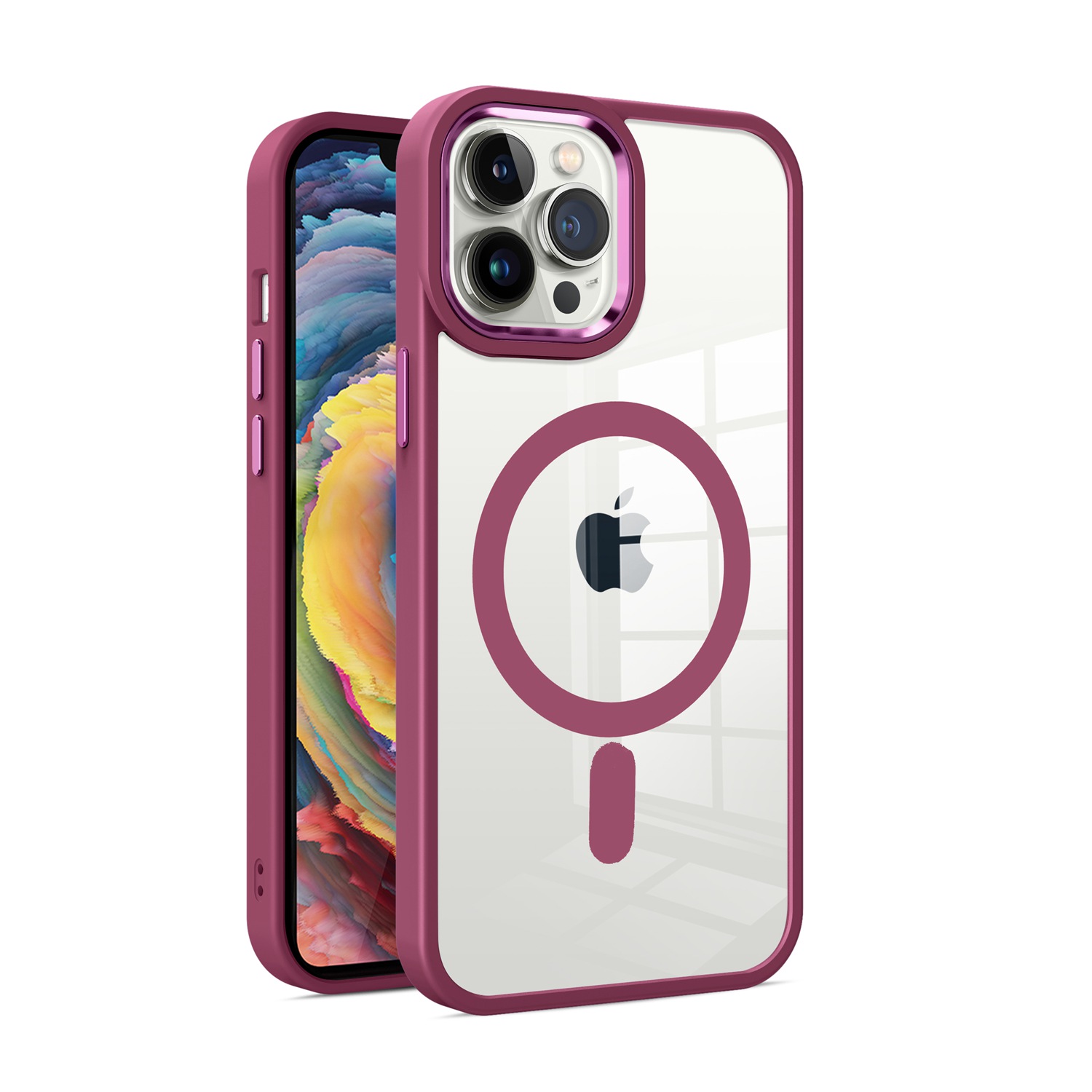 For Apple iPhone 13 /Pro Max MagSafe Compatible Clear Color Frame TPU Case Cover - Picture 15 of 40