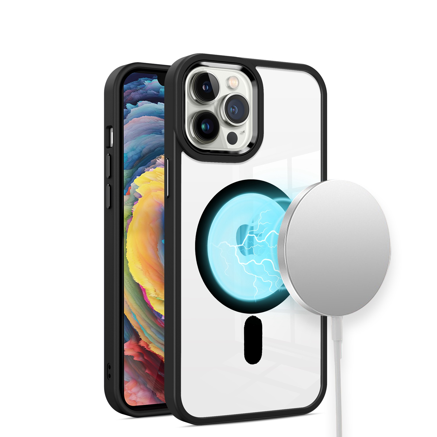 For Apple iPhone 13 /Pro Max MagSafe Compatible Clear Color Frame TPU Case Cover - Picture 18 of 40