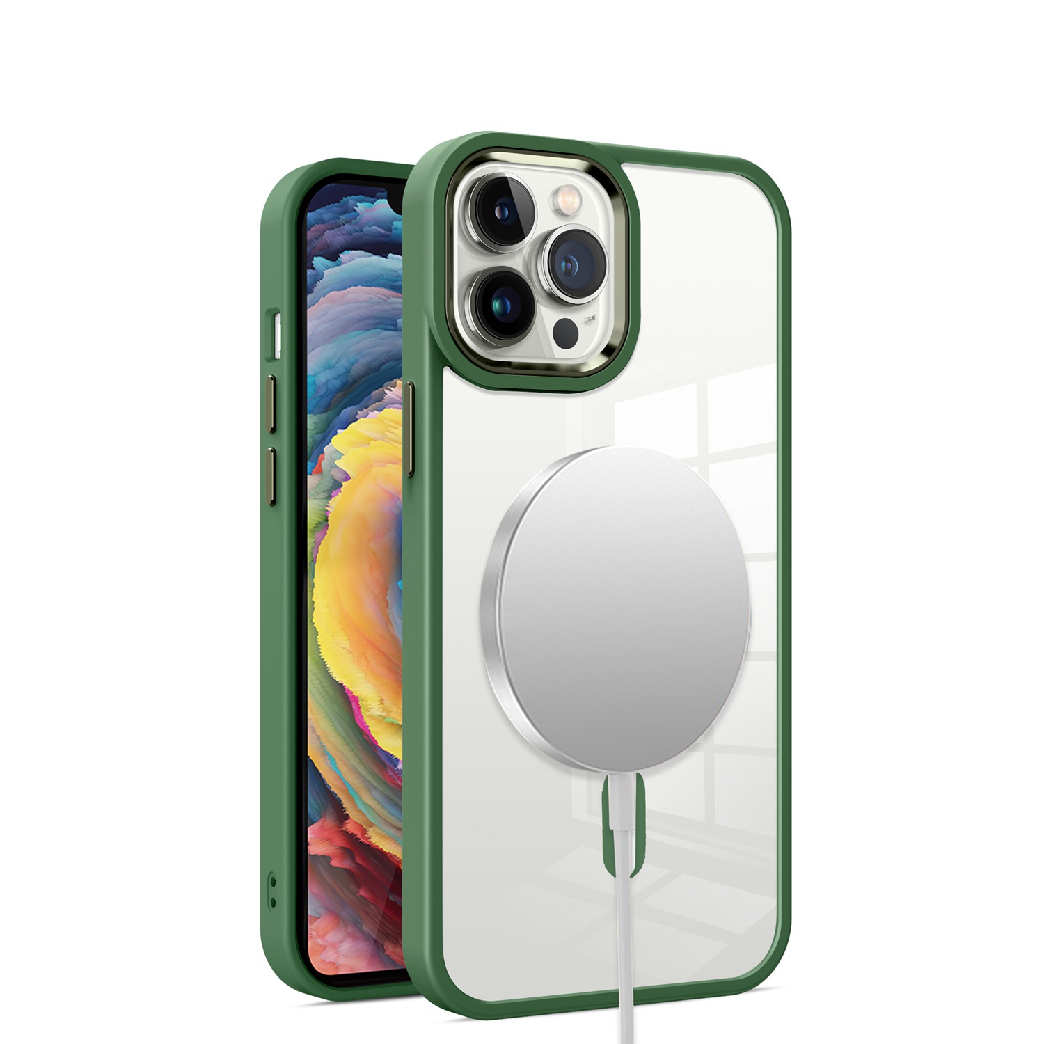 For Apple iPhone 13 /Pro Max MagSafe Compatible Clear Color Frame TPU Case Cover - Picture 26 of 40