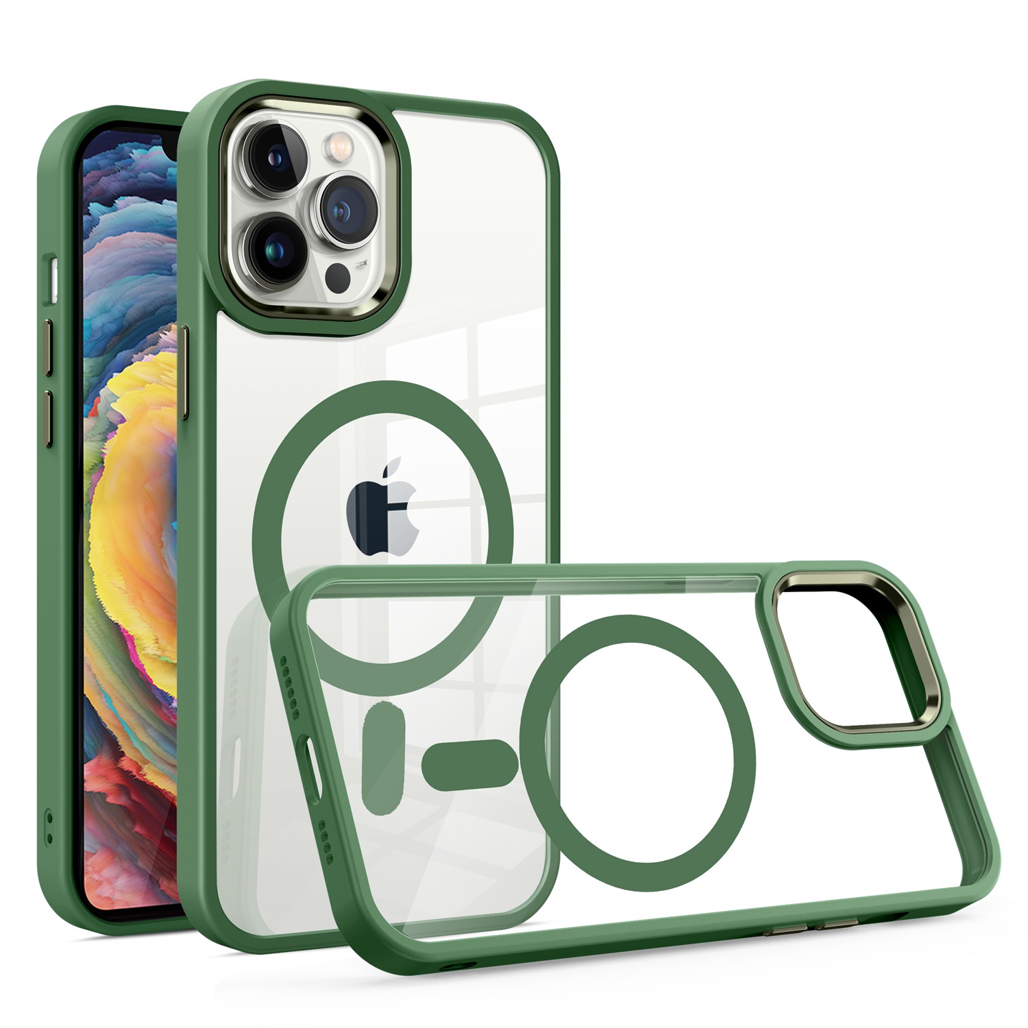 For Apple iPhone 13 /Pro Max MagSafe Compatible Clear Color Frame TPU Case Cover - Picture 28 of 40