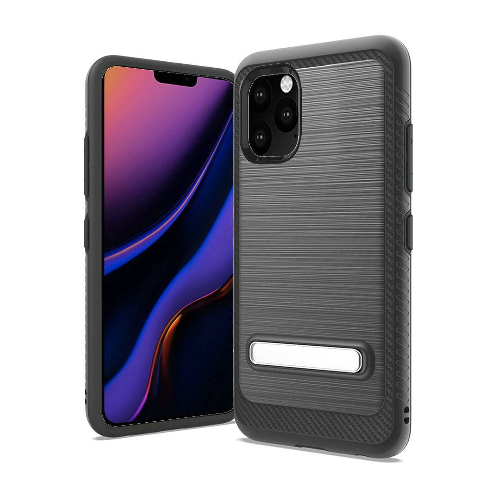 For Apple iPhone 13 Pro Max Brushed Hybrid Armor Carbon Fiber Sand Case Cover - Picture 10 of 29
