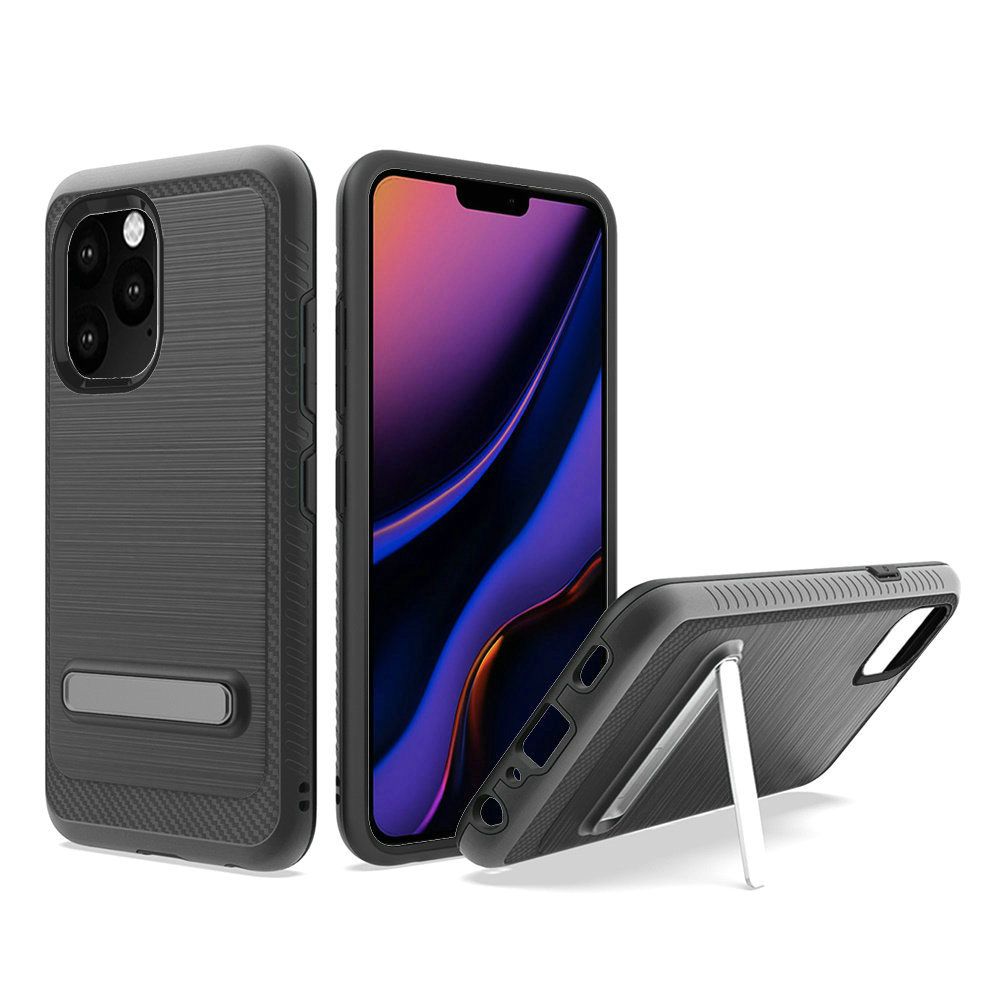 For Apple iPhone 13 Pro Max Brushed Hybrid Armor Carbon Fiber Sand Case Cover - Picture 9 of 29