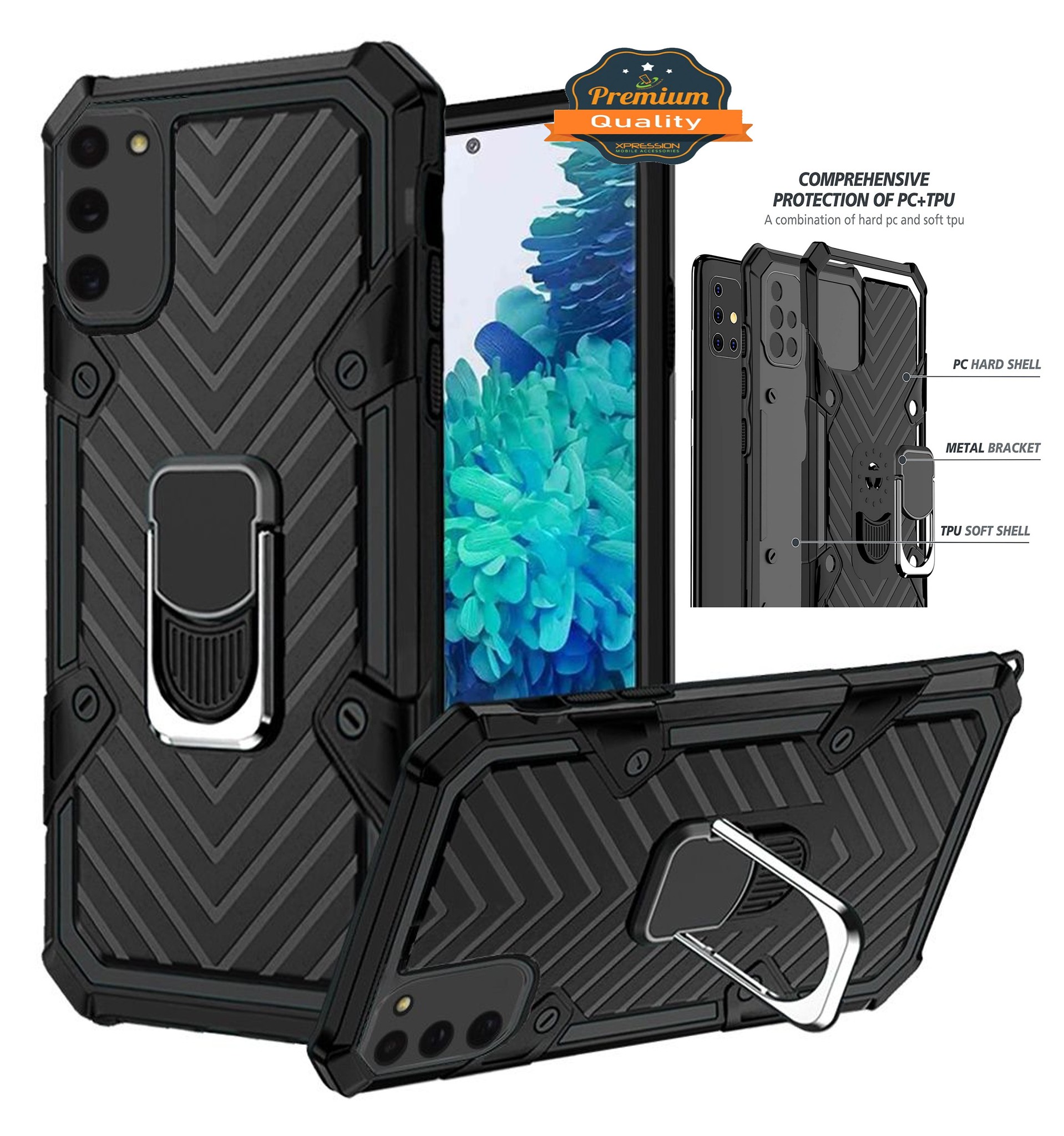 For Apple iPhone 13 with Ring Stand Rotating Dual Layer Hybrid Rugged Case Cover - Picture 8 of 43