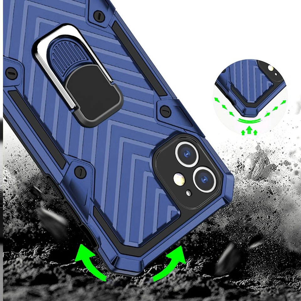 For Apple iPhone 13 with Ring Stand Rotating Dual Layer Hybrid Rugged Case Cover - Picture 19 of 43