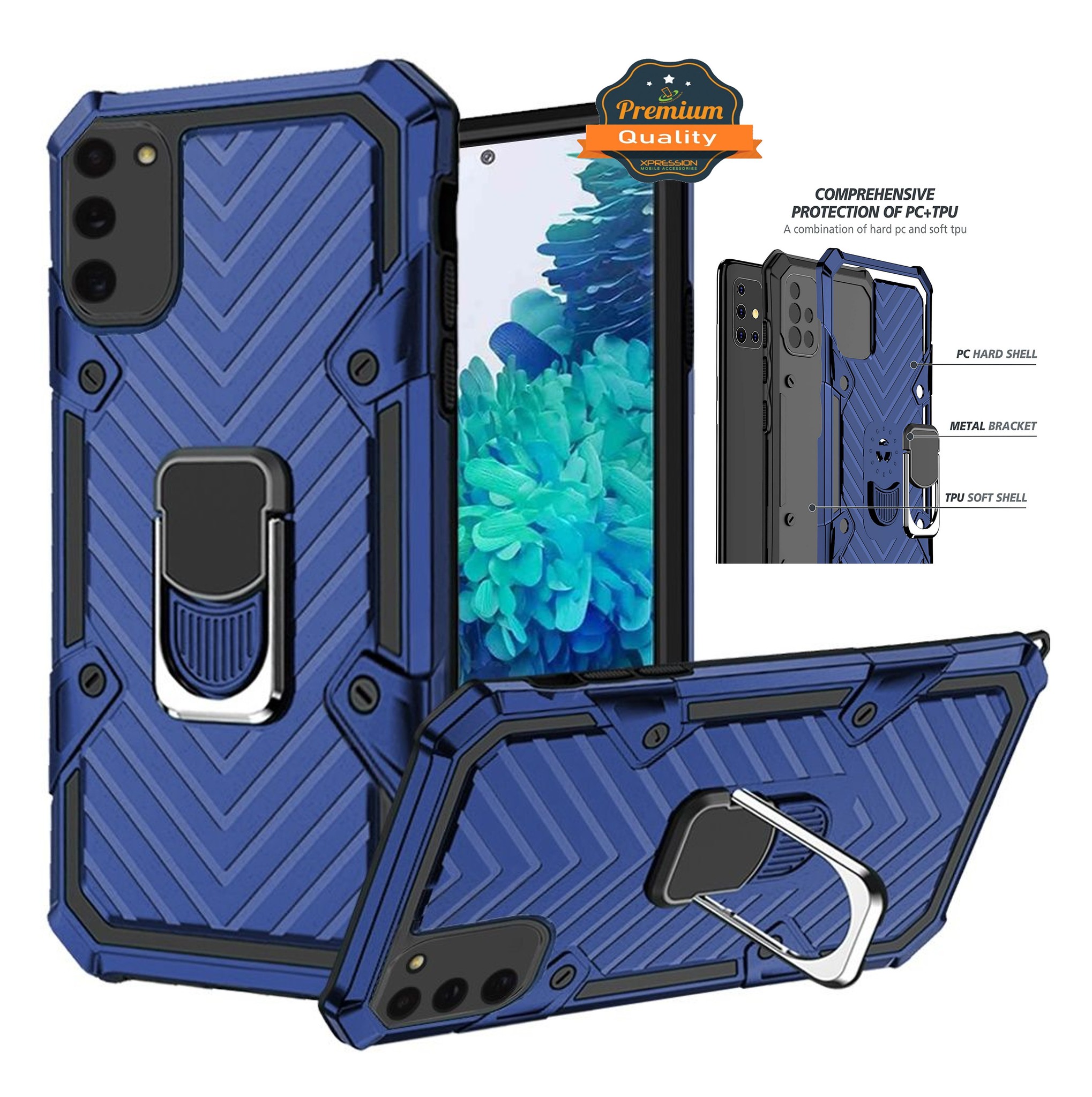 For Apple iPhone 13 with Ring Stand Rotating Dual Layer Hybrid Rugged Case Cover - Picture 14 of 43