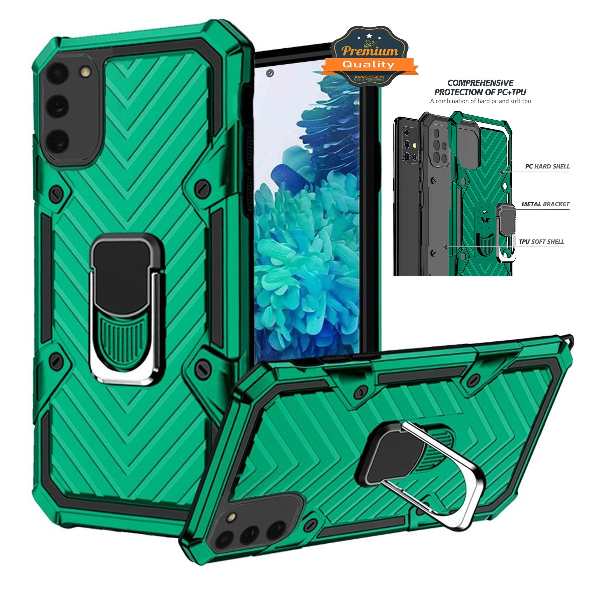 For Apple iPhone 13 with Ring Stand Rotating Dual Layer Hybrid Rugged Case Cover - Picture 38 of 43