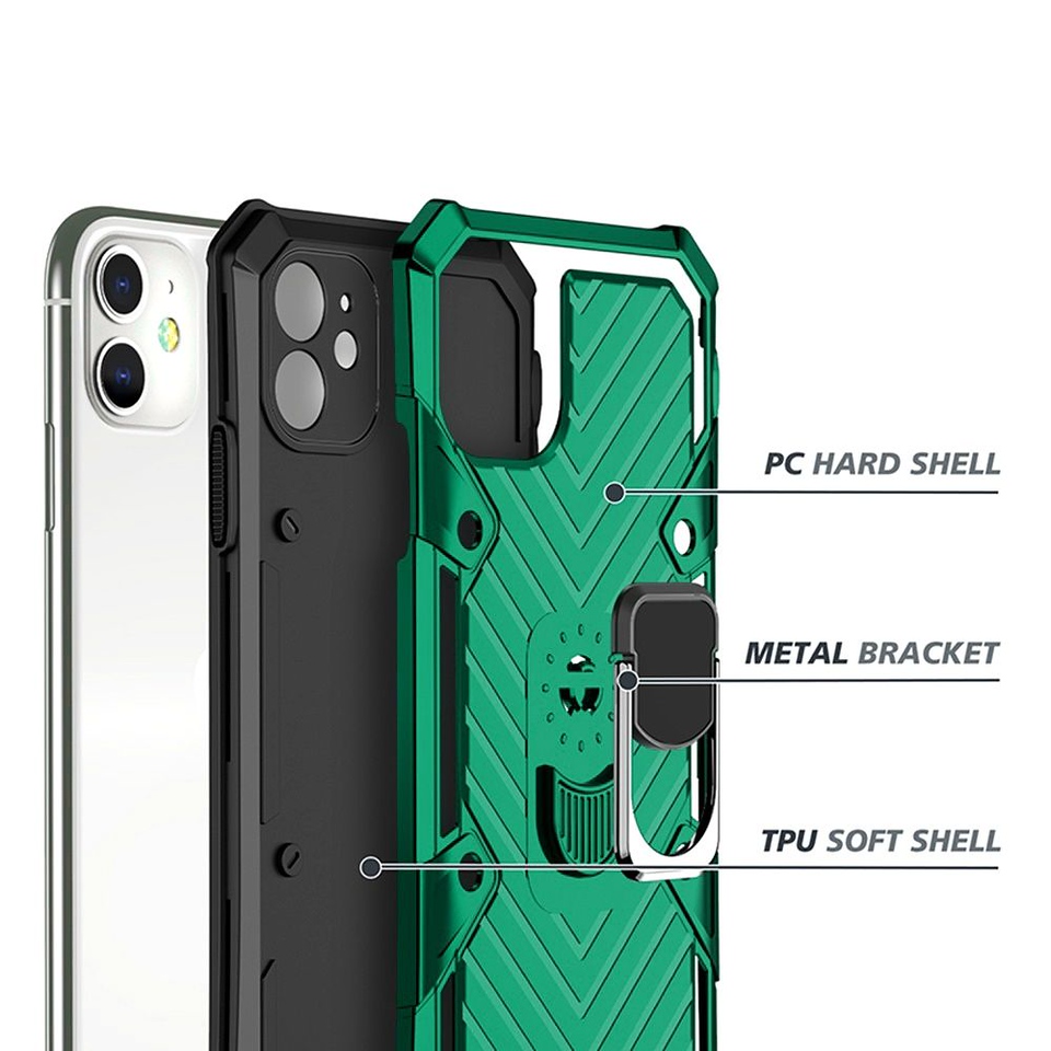 For Apple iPhone 13 with Ring Stand Rotating Dual Layer Hybrid Rugged Case Cover - Picture 42 of 43