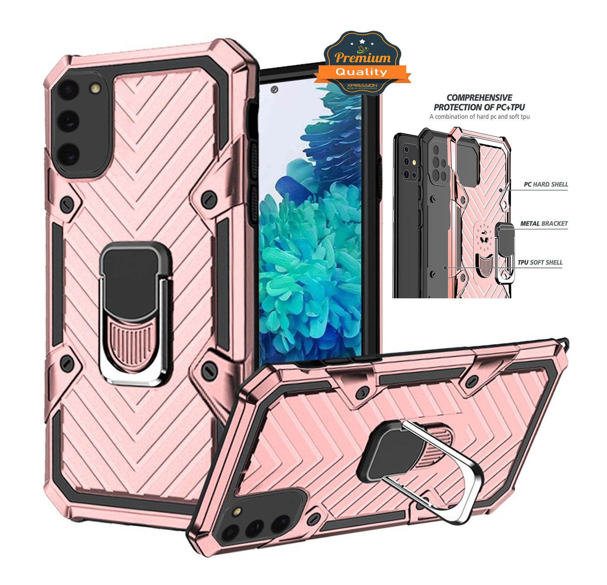 For Apple iPhone 13 with Ring Stand Rotating Dual Layer Hybrid Rugged Case Cover - Picture 26 of 43