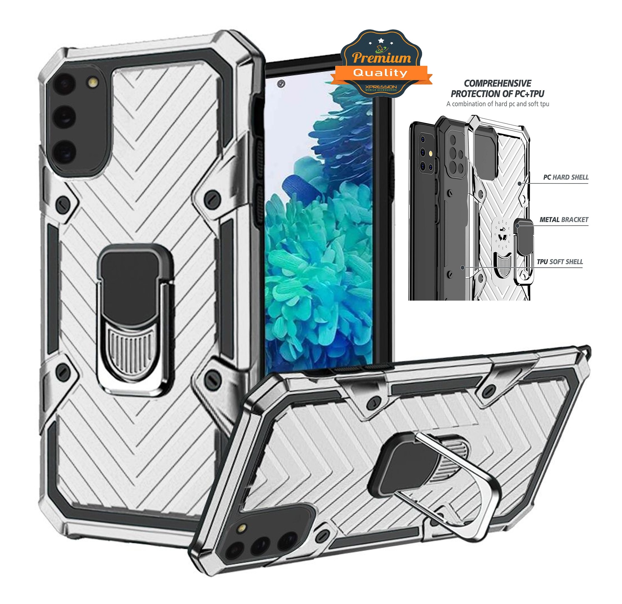 For Apple iPhone 13 with Ring Stand Rotating Dual Layer Hybrid Rugged Case Cover - Picture 32 of 43
