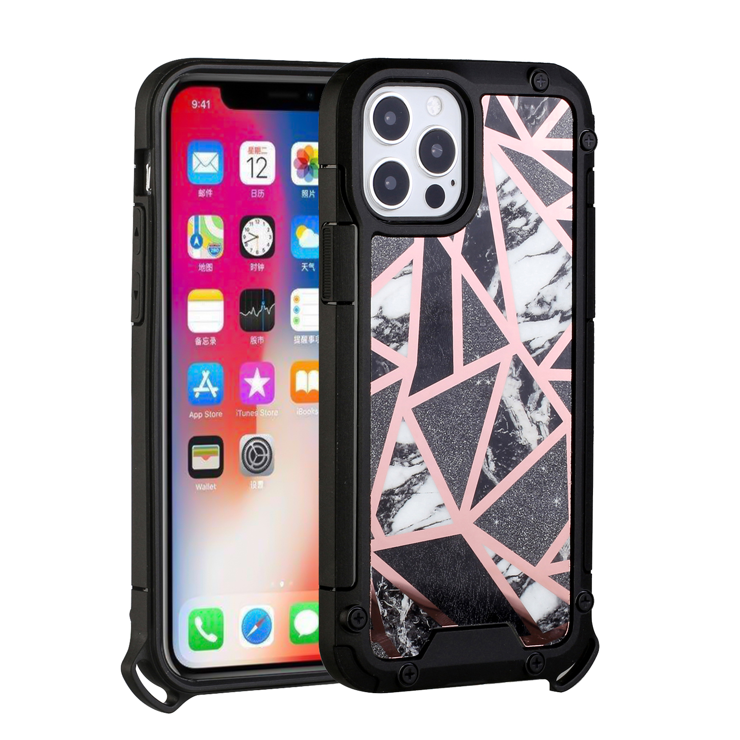 For Apple iPhone 13 Pro Marbling Pattern Design Hybrid Armor Bumper Case Cover - Picture 20 of 37