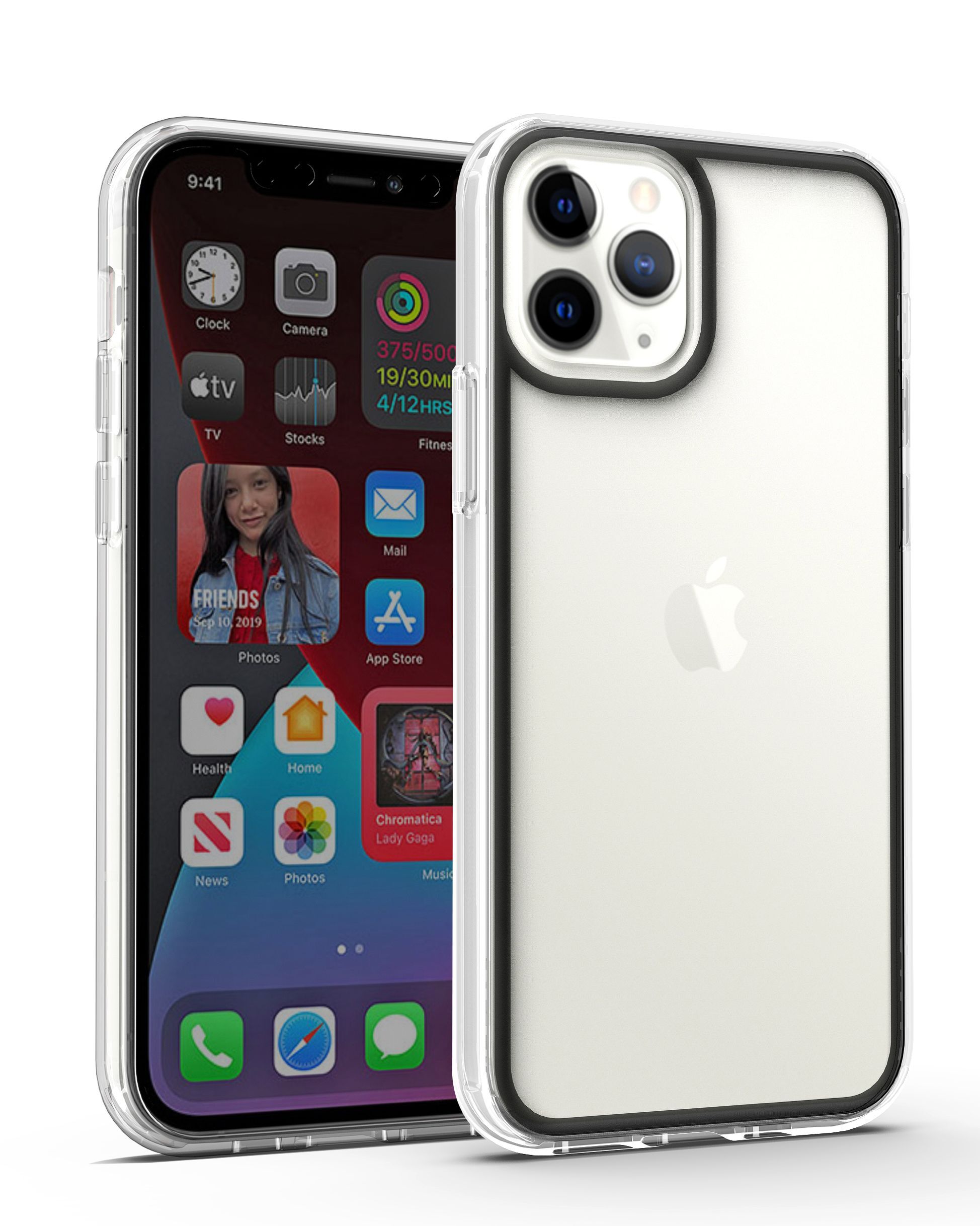 For Apple iPhone 13 Pro Slim Clear Colored Frame Bumper Hard