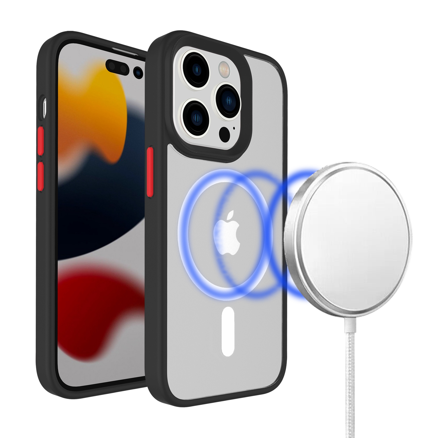 For iPhone 14 /Plus Pro Max Compatible w/ MagSafe Clear & Color Frame Case Cover - Picture 7 of 31