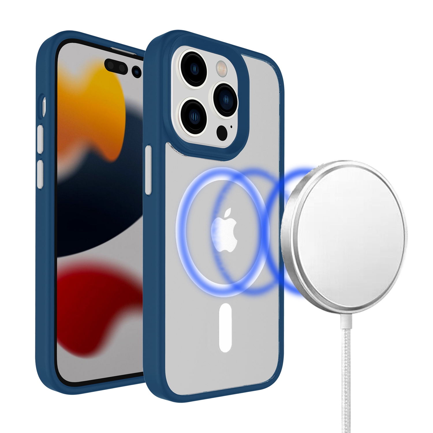 For iPhone 14 /Plus Pro Max Compatible w/ MagSafe Clear & Color Frame Case Cover - Picture 12 of 31