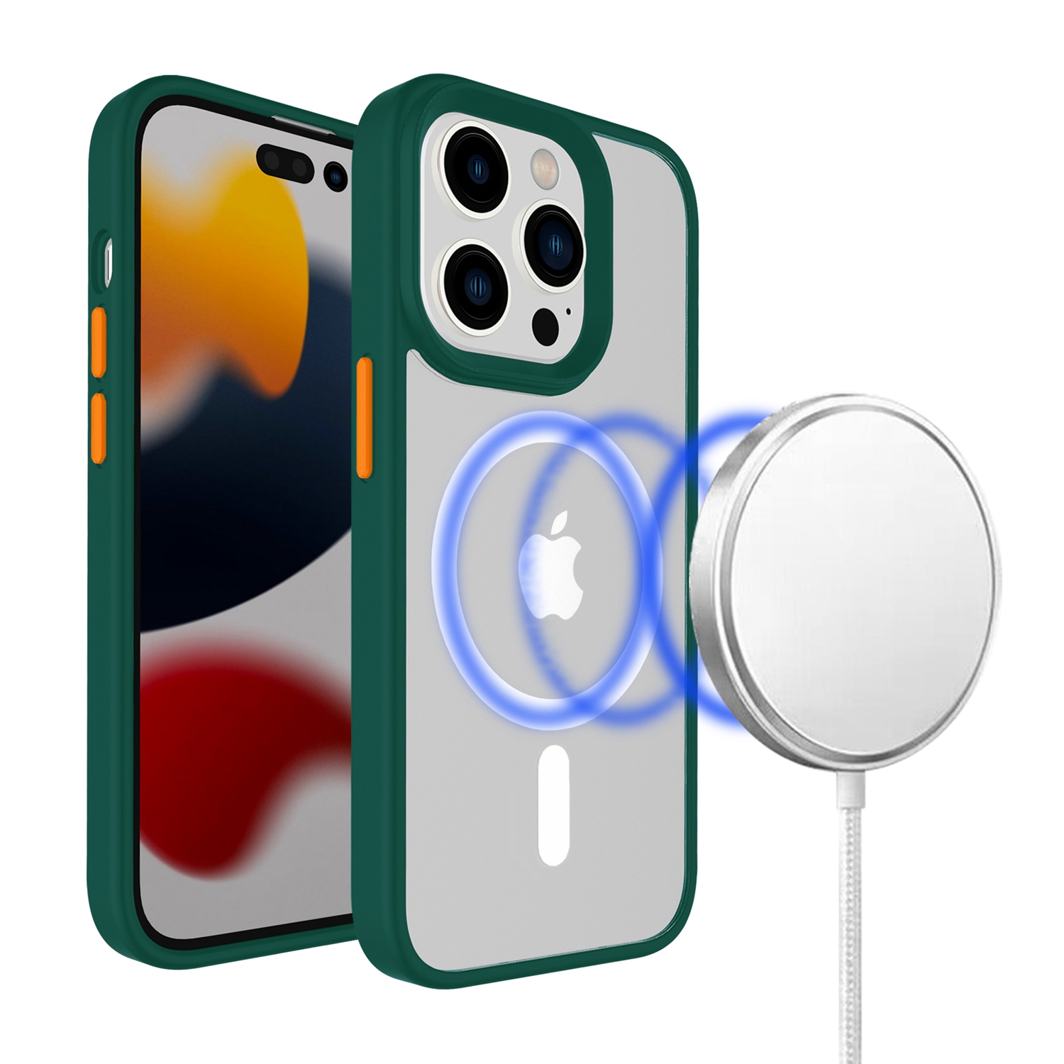 For iPhone 14 /Plus Pro Max Compatible w/ MagSafe Clear & Color Frame Case Cover - Picture 22 of 31