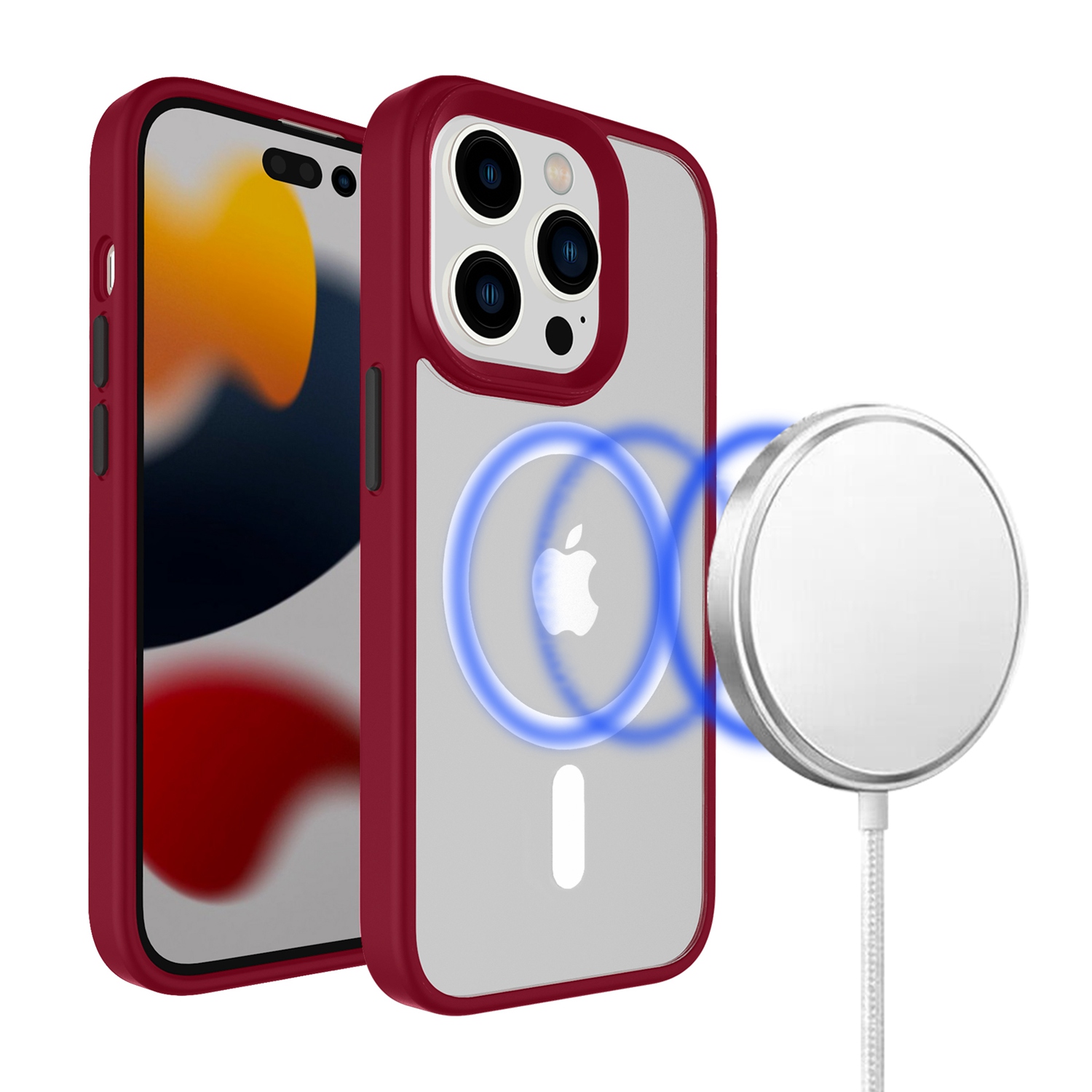 For iPhone 14 /Plus Pro Max Compatible w/ MagSafe Clear & Color Frame Case Cover - Picture 17 of 31