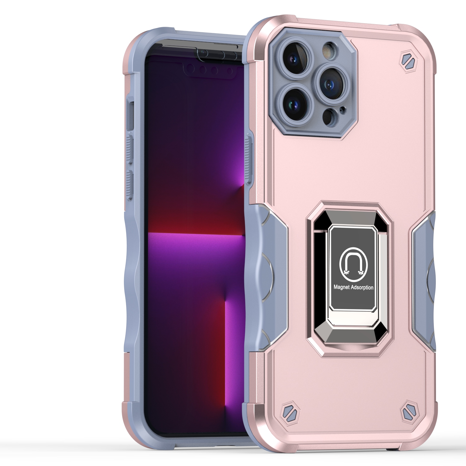 Für Apple iPhone 16e Hybrid mit Magnet Ring Halter Ständer Robust Case Hülle - Bild 5 von 91