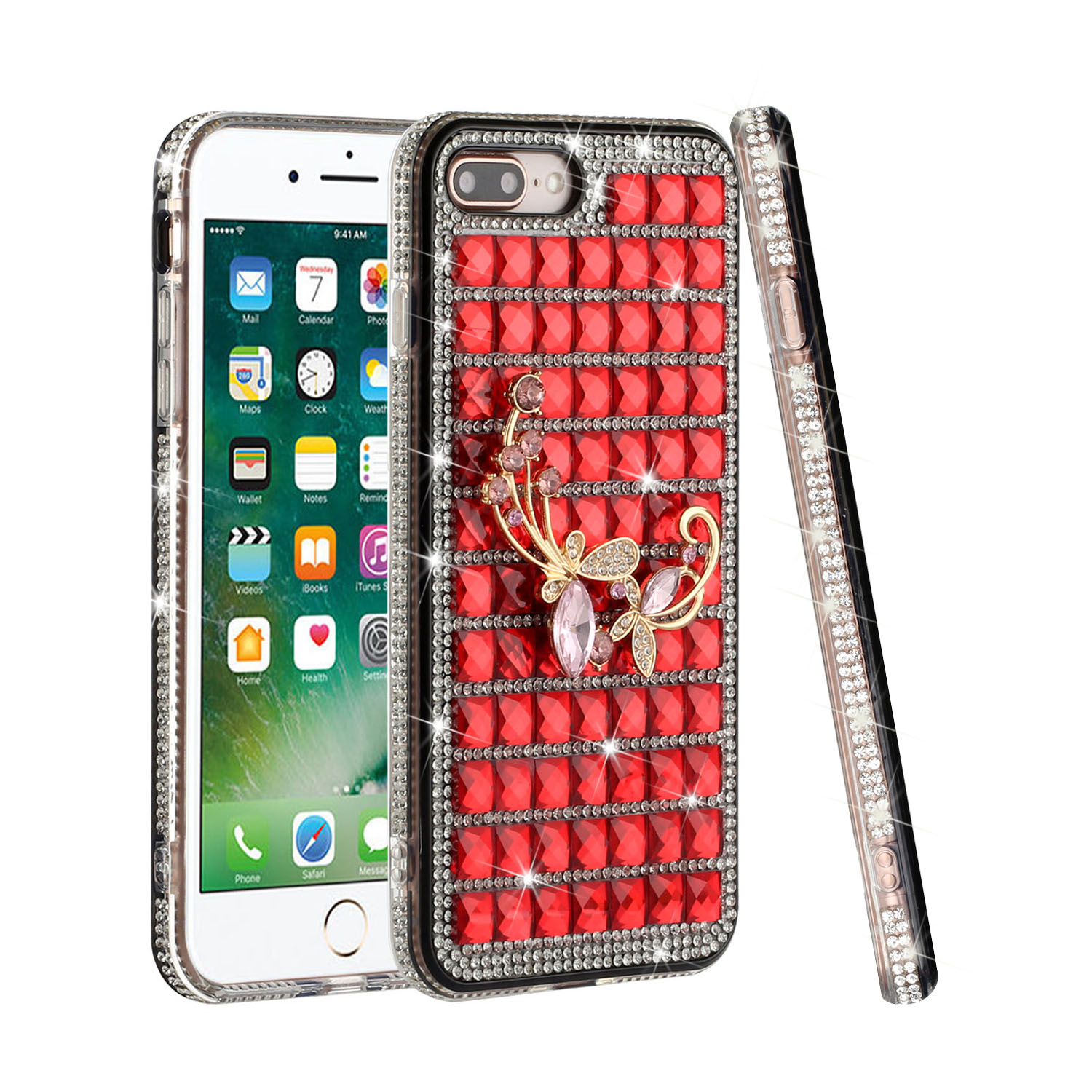 Funda rígida con joyas de diamantes brillantes para Apple iPhone 8/7/6s/6/SE 2da generación 3D - Imagen 103 de 253
