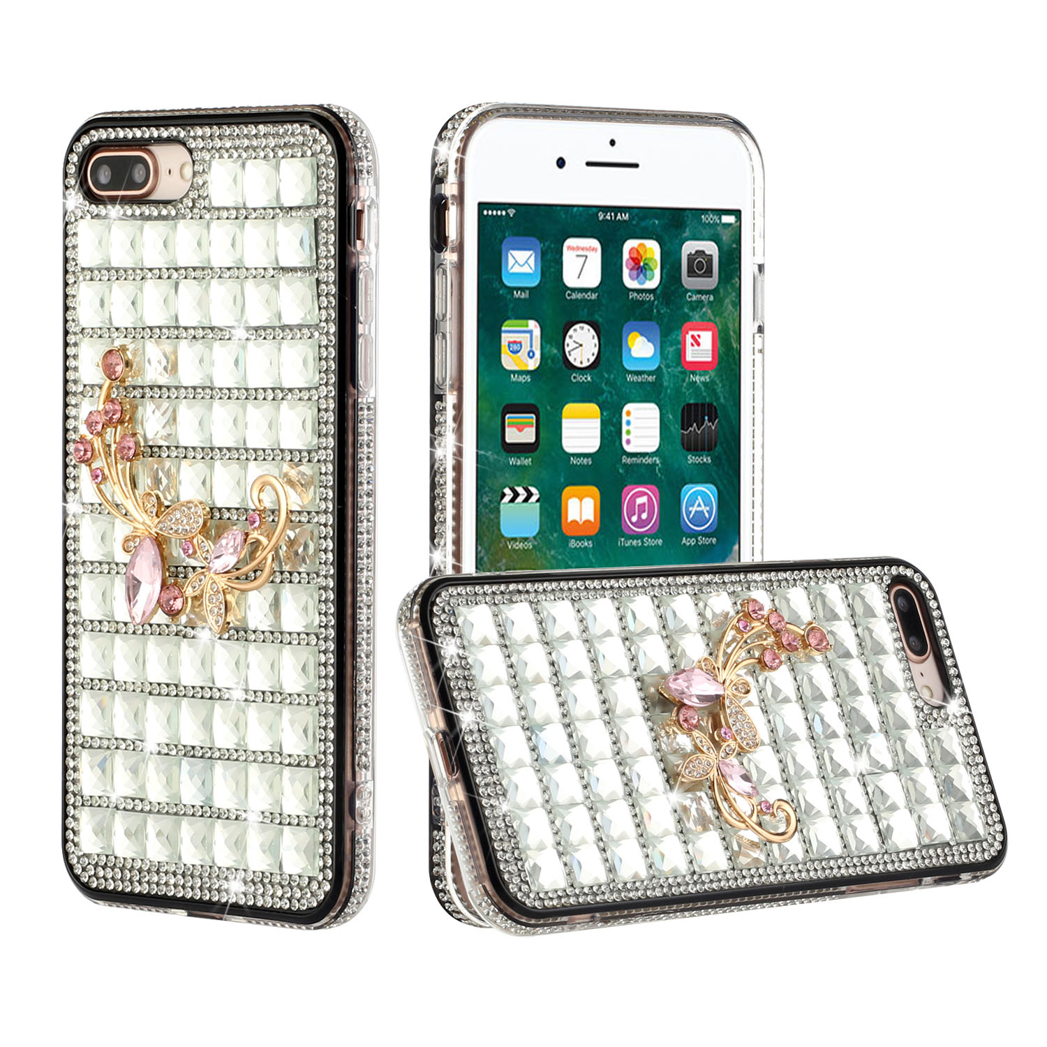 Funda rígida con joyas de diamantes brillantes para Apple iPhone 8/7/6s/6/SE 2da generación 3D - Imagen 111 de 253
