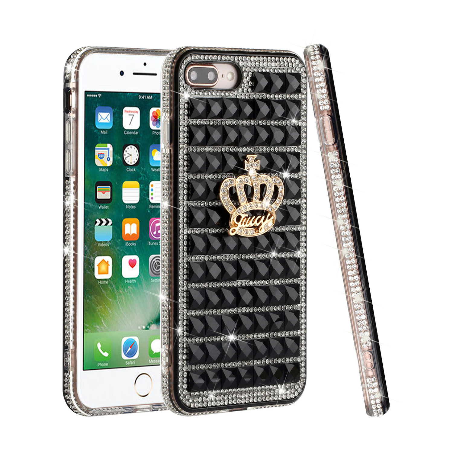 Funda rígida con joyas de diamantes brillantes para Apple iPhone 8/7/6s/6/SE 2da generación 3D - Imagen 166 de 253