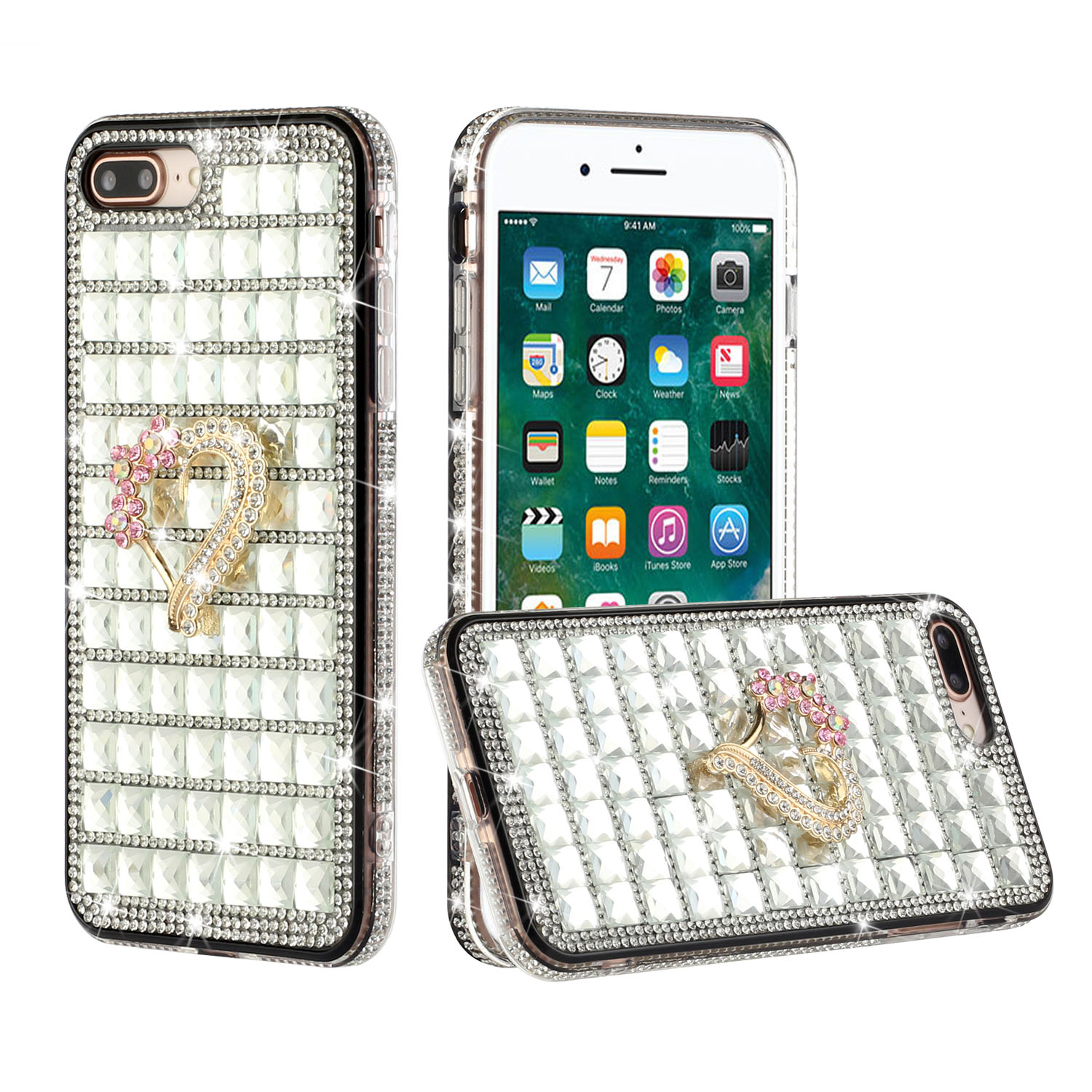 Funda rígida con joyas de diamantes brillantes para Apple iPhone 8/7/6s/6/SE 2da generación 3D - Imagen 246 de 253