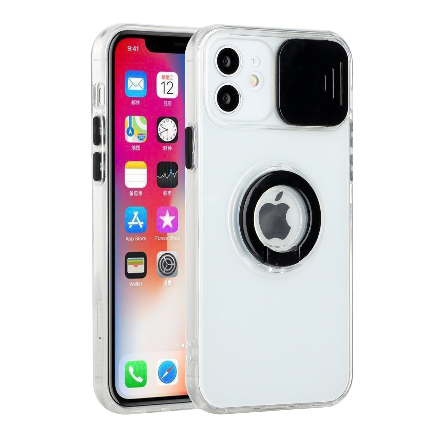 Funda híbrida de poliuretano termoplástico para Apple iPhone XR con cámara deslizante ventana y soporte anillo - Imagen 13 de 48