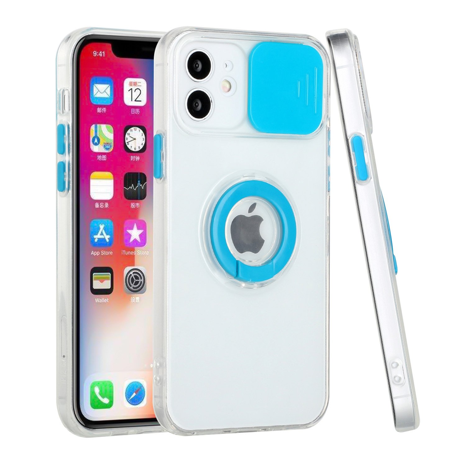 Funda híbrida de poliuretano termoplástico para Apple iPhone XR con cámara deslizante ventana y soporte anillo - Imagen 42 de 48