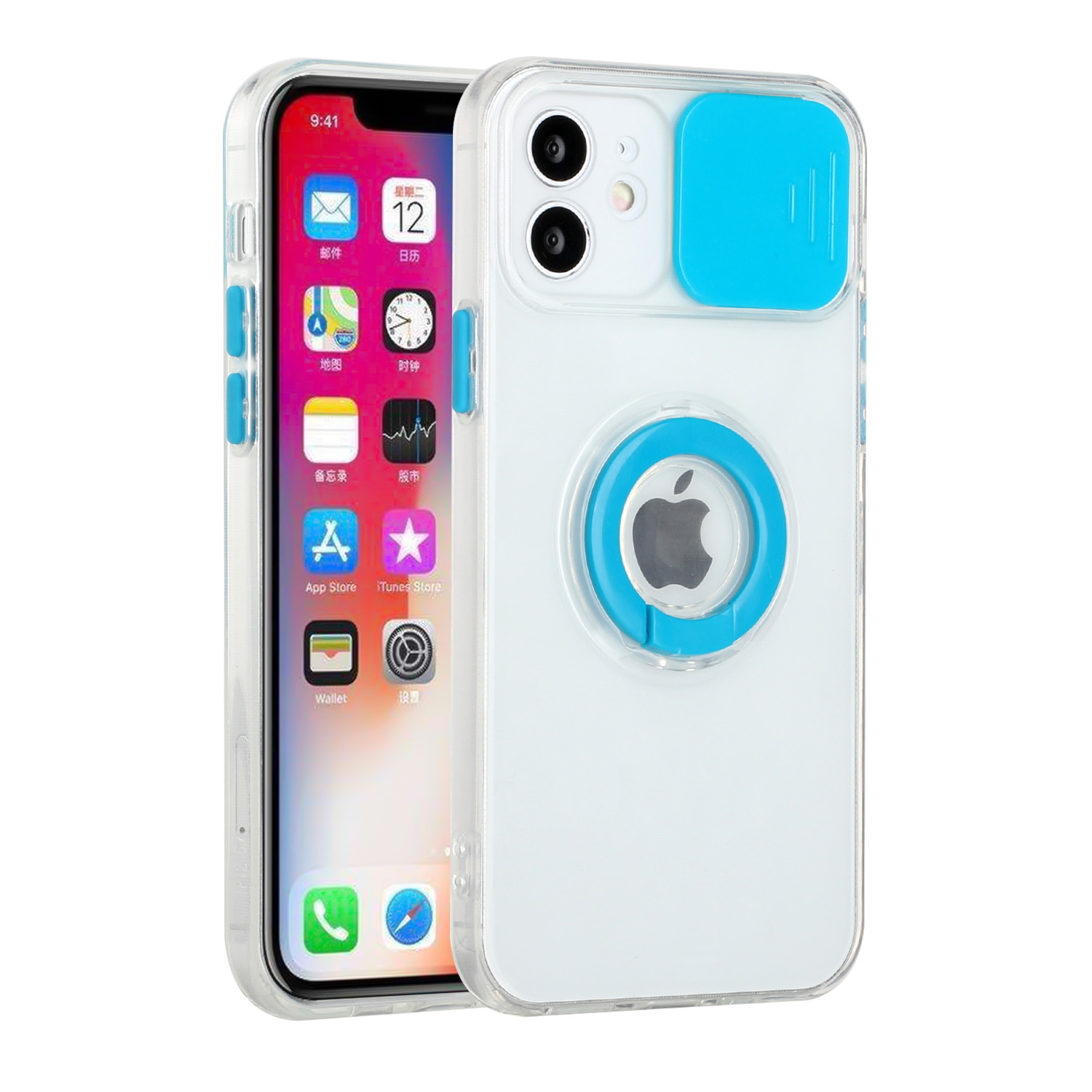 Funda híbrida de poliuretano termoplástico para Apple iPhone XR con cámara deslizante ventana y soporte anillo - Imagen 45 de 48