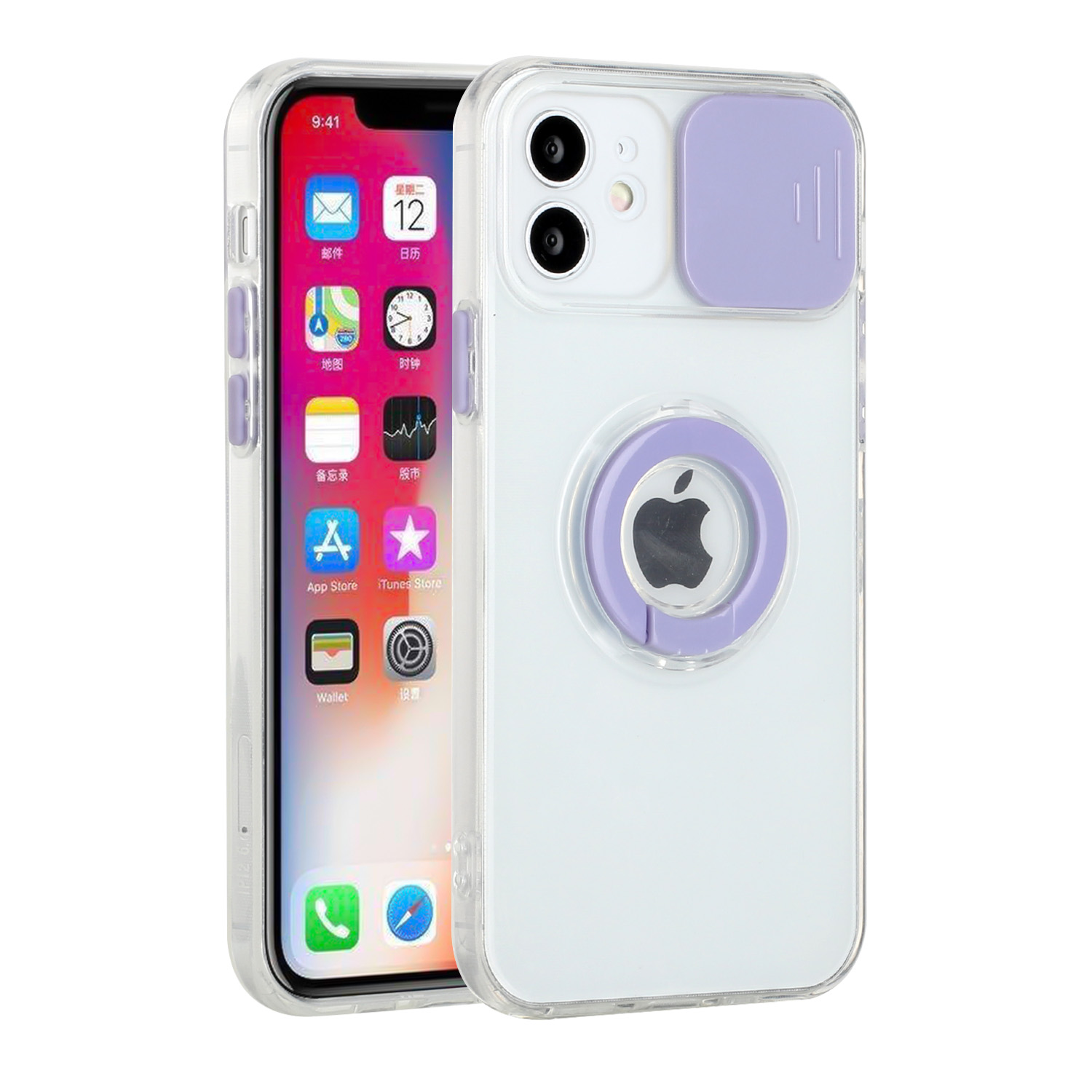 Funda híbrida de poliuretano termoplástico para Apple iPhone XR con cámara deslizante ventana y soporte anillo - Imagen 29 de 48