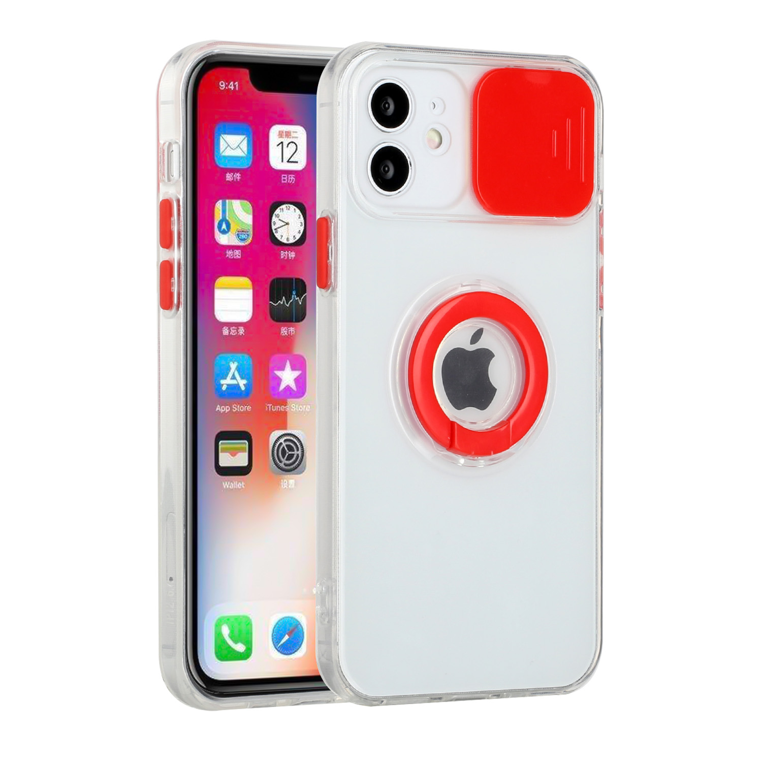 Funda híbrida de poliuretano termoplástico para Apple iPhone XR con cámara deslizante ventana y soporte anillo - Imagen 37 de 48