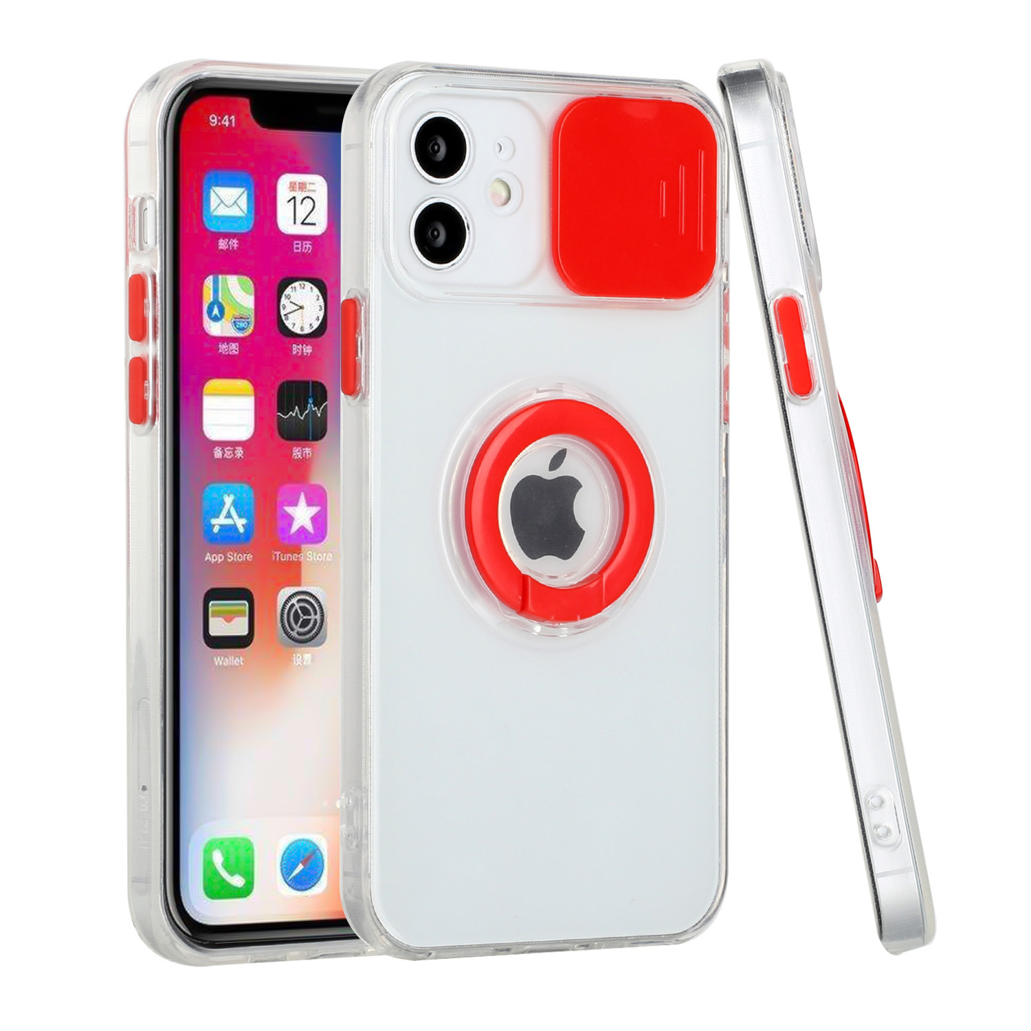 Funda híbrida de poliuretano termoplástico para Apple iPhone XR con cámara deslizante ventana y soporte anillo - Imagen 34 de 48