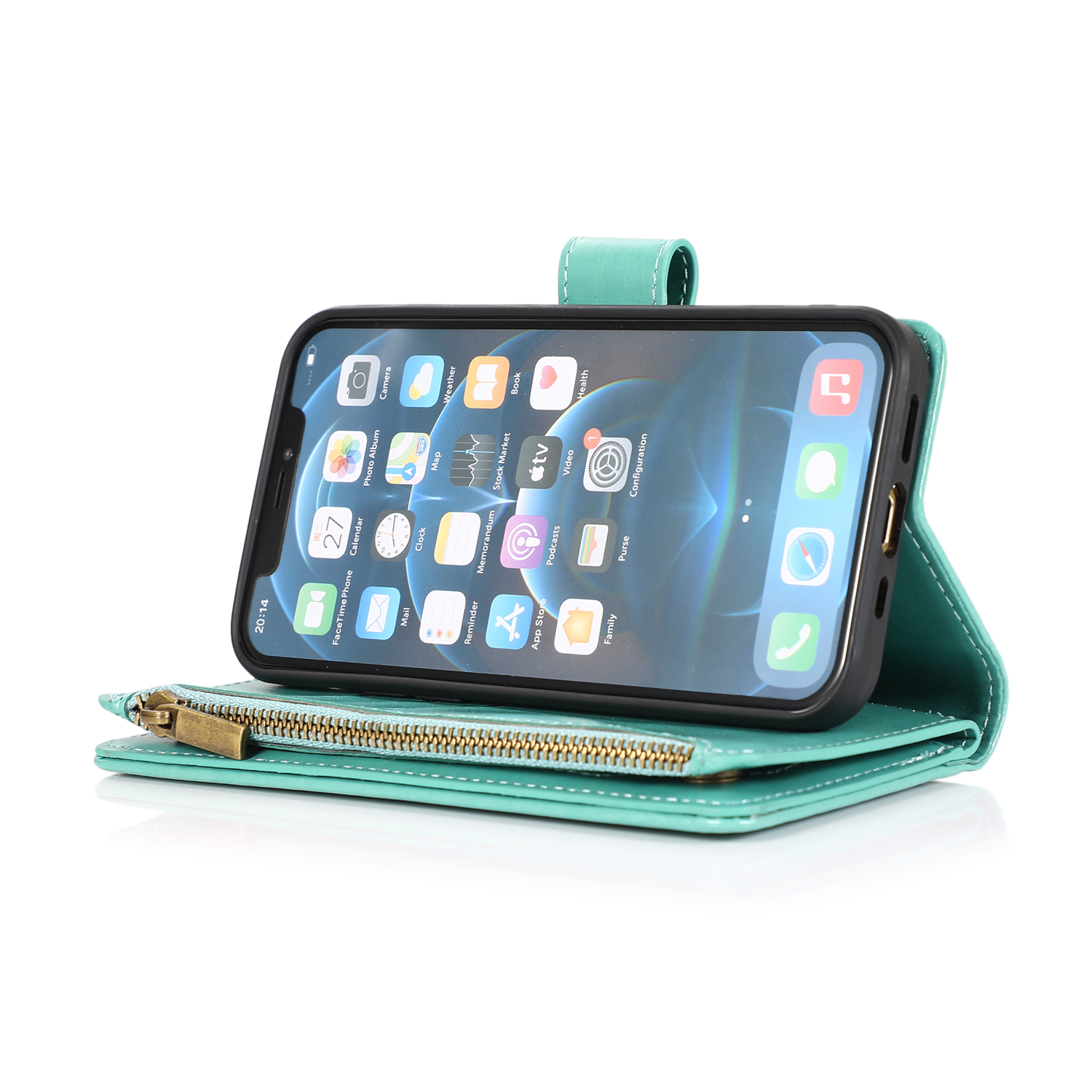 For Apple iPhone XR Leather Zipper Wallet Case 9 Card Slots Cash Pocket Cover - Picture 63 of 66