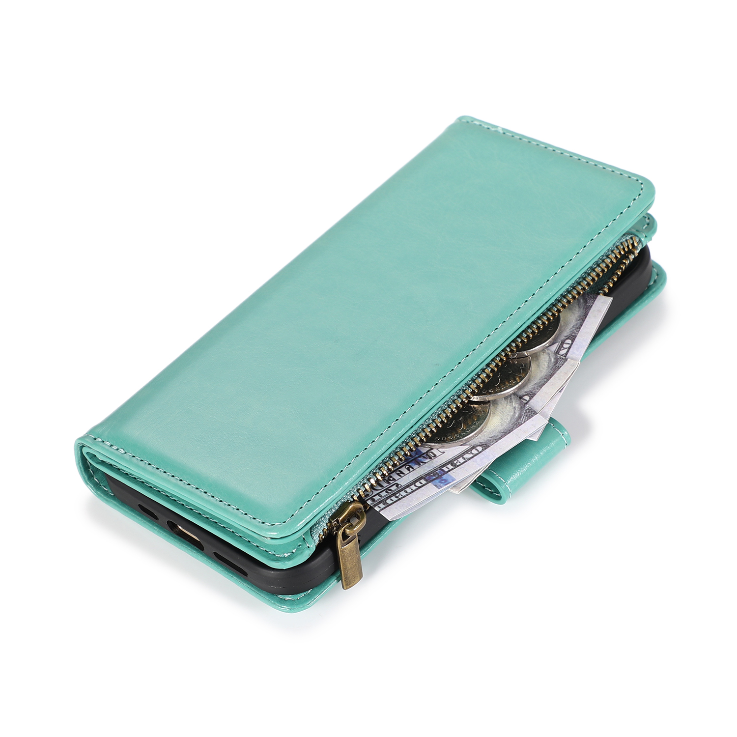 For Apple iPhone XR Leather Zipper Wallet Case 9 Card Slots Cash Pocket Cover - Picture 62 of 66