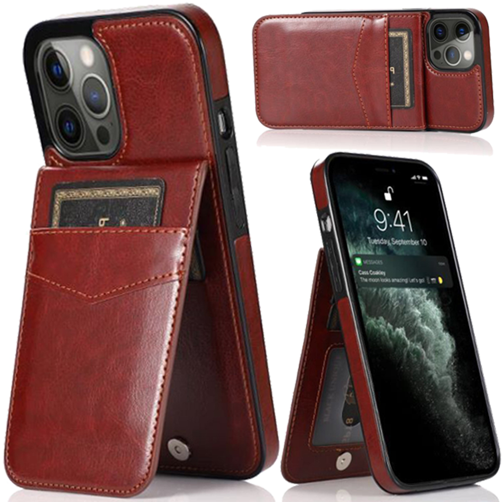 Funda billetera con soporte vertical de cuero con soporte para tarjetas de crédito para Apple iPhone XR - Imagen 23 de 66
