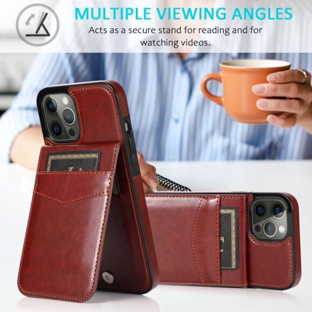 Funda billetera con soporte vertical de cuero con soporte para tarjetas de crédito para Apple iPhone XR - Imagen 33 de 66