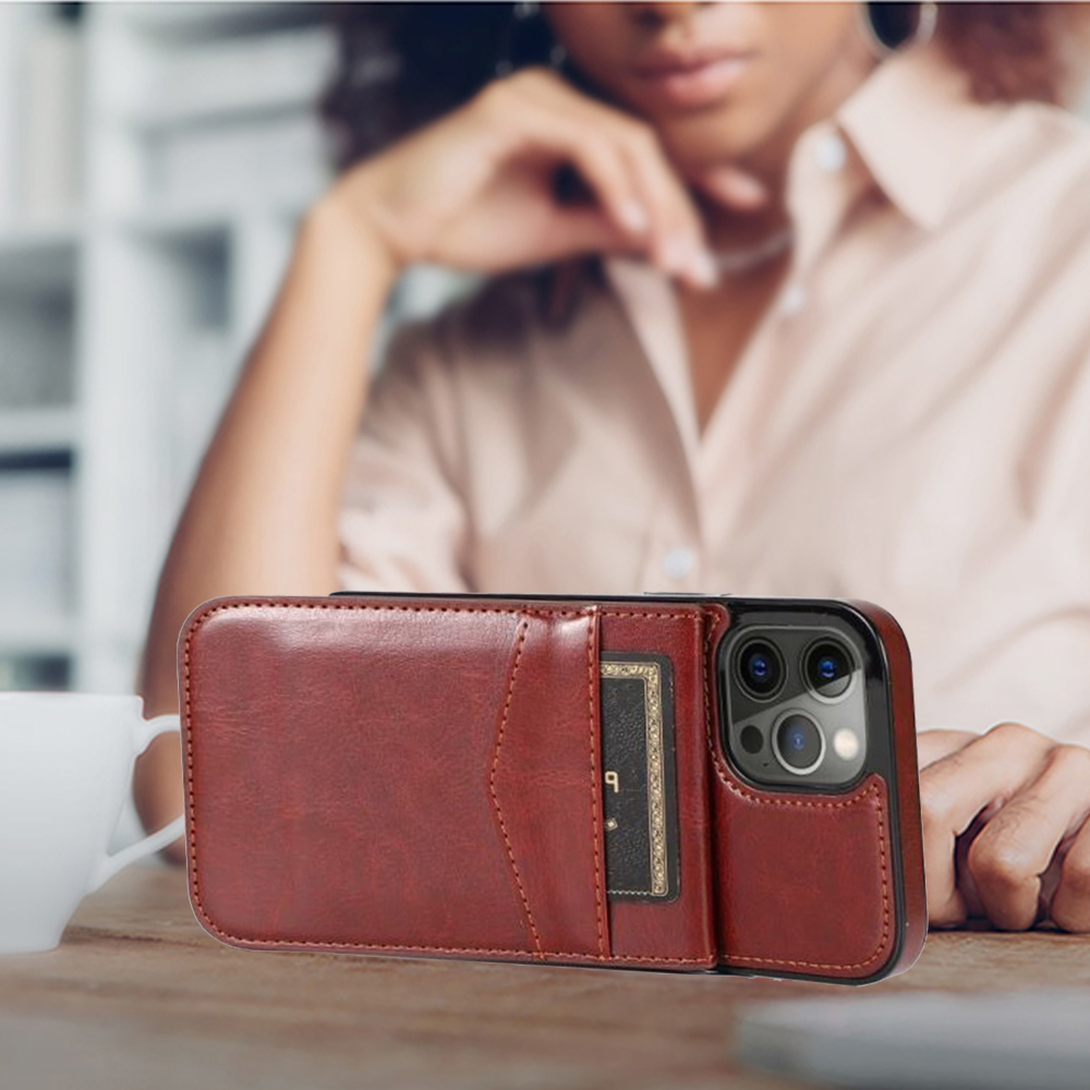 Funda billetera con soporte vertical de cuero con soporte para tarjetas de crédito para Apple iPhone XR - Imagen 32 de 66