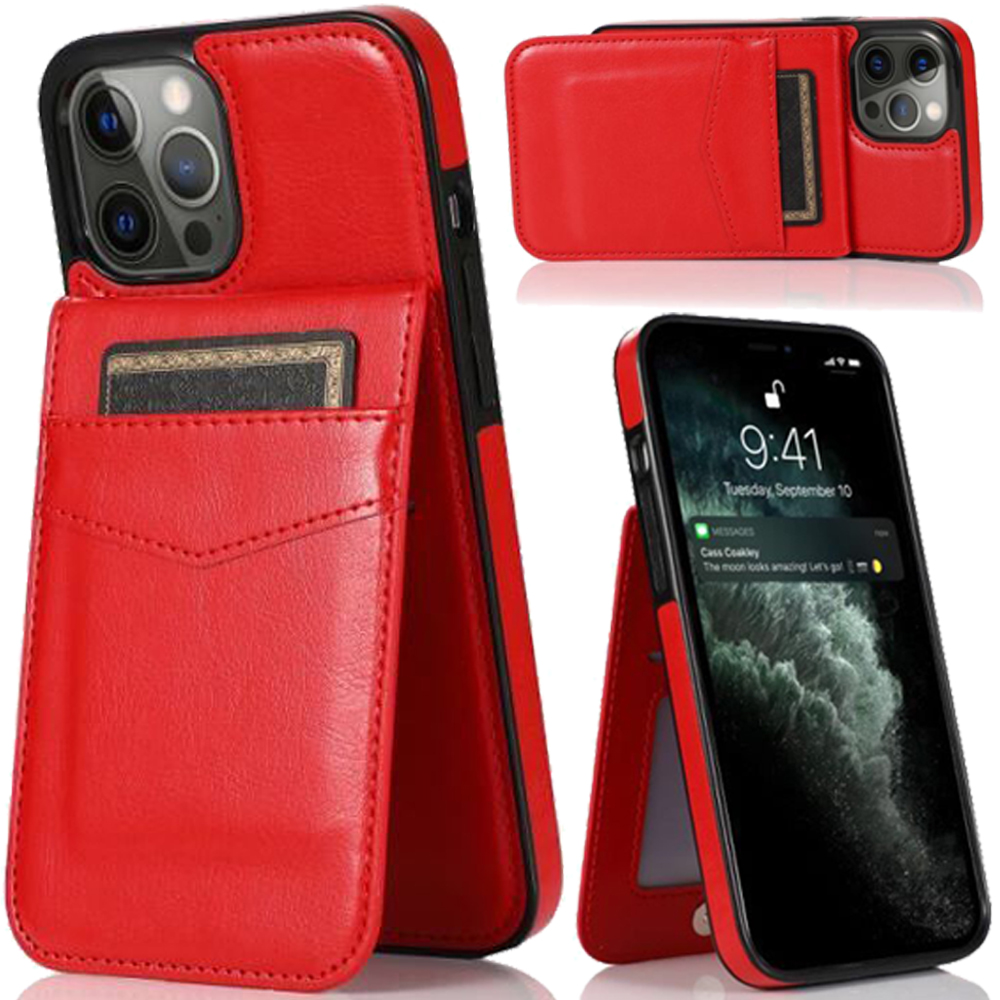 Funda billetera con soporte vertical de cuero con soporte para tarjetas de crédito para Apple iPhone XR - Imagen 45 de 66