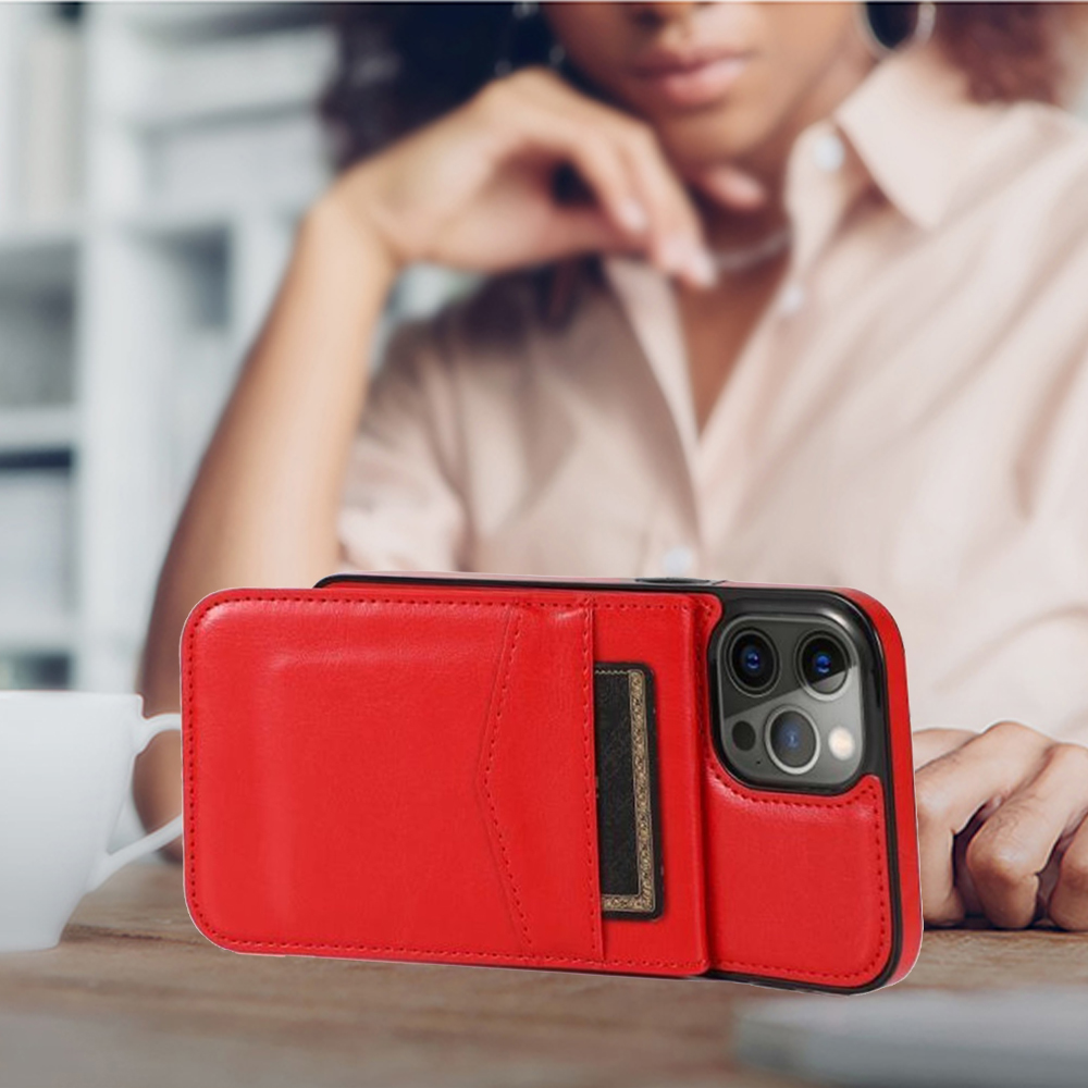 Funda billetera con soporte vertical de cuero con soporte para tarjetas de crédito para Apple iPhone XR - Imagen 53 de 66