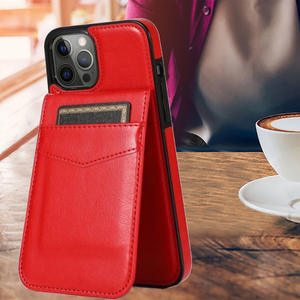 Funda billetera con soporte vertical de cuero con soporte para tarjetas de crédito para Apple iPhone XR - Imagen 54 de 66
