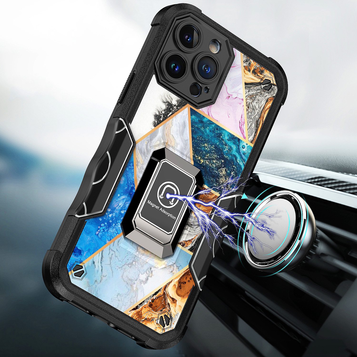 Custodia supporto anello ibrido design marmo per Motorola Moto G Stylus 5G 2022 - Foto 32 di 49