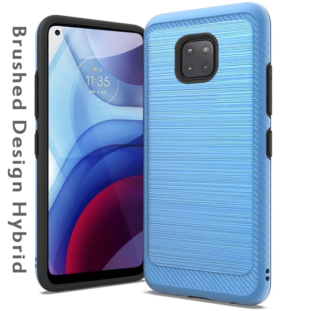 Per Motorola Moto G Power 2021 Custodia Slim Ibrida TPU Metallo Spazzolato Texture Cover - Foto 18 di 41