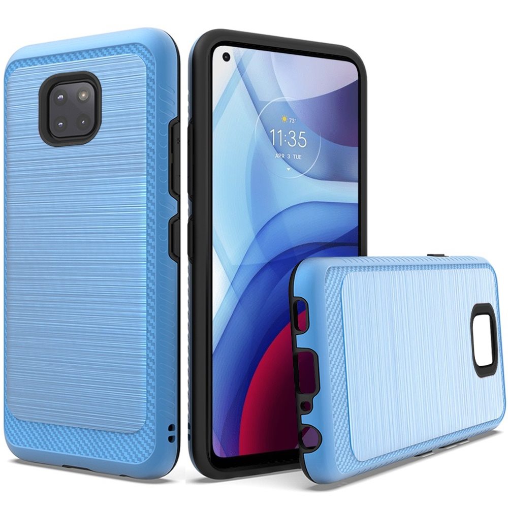 Per Motorola Moto G Power 2021 Custodia Slim Ibrida TPU Metallo Spazzolato Texture Cover - Foto 19 di 41