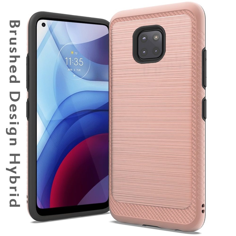 Per Motorola Moto G Power 2021 Custodia Slim Ibrida TPU Metallo Spazzolato Texture Cover - Foto 34 di 41