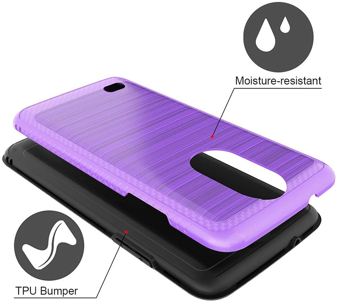 Per Motorola Moto G Power 2021 Custodia Slim Ibrida TPU Metallo Spazzolato Texture Cover - Foto 40 di 41