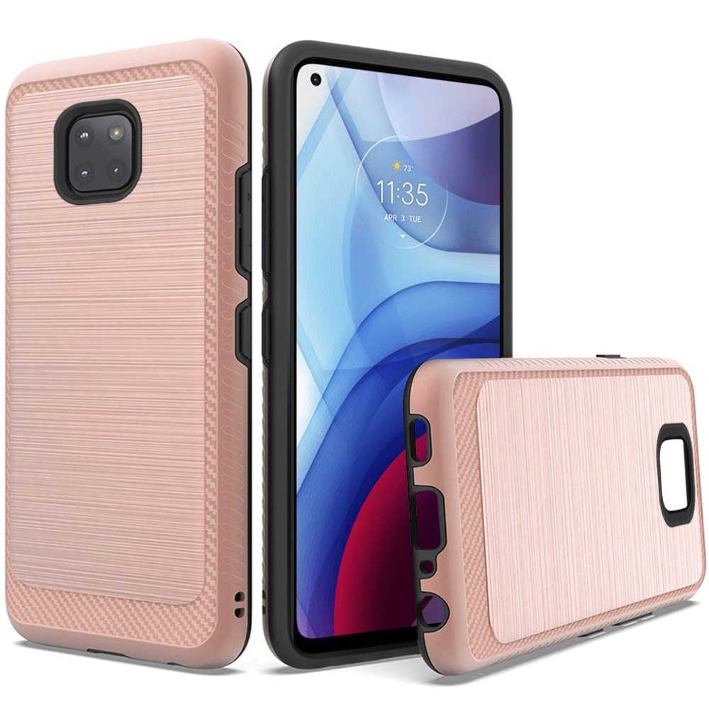 Per Motorola Moto G Power 2021 Custodia Slim Ibrida TPU Metallo Spazzolato Texture Cover - Foto 35 di 41