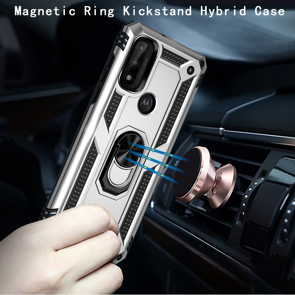 Custodia per Motorola Moto G Pure Hybrid TPU resistente 360 anello girevole supporto - Foto 24 di 26