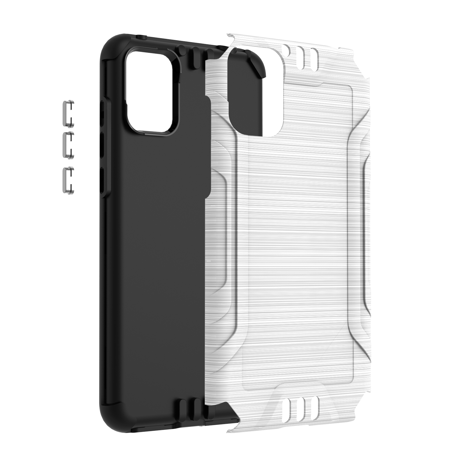 For TCL A3X Hybrid Dual Layer Armor Metallic Brush Texture Shockproof Hard Cover - Picture 29 of 36