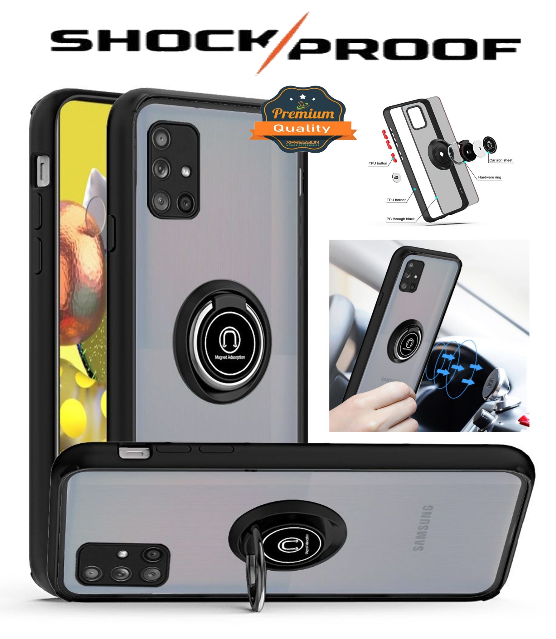 For Wiko Ride 3 Hybrid Shockproof 360° with Magnetic Metal Ring Stand Case Cover - Zdjęcie 10 z 33