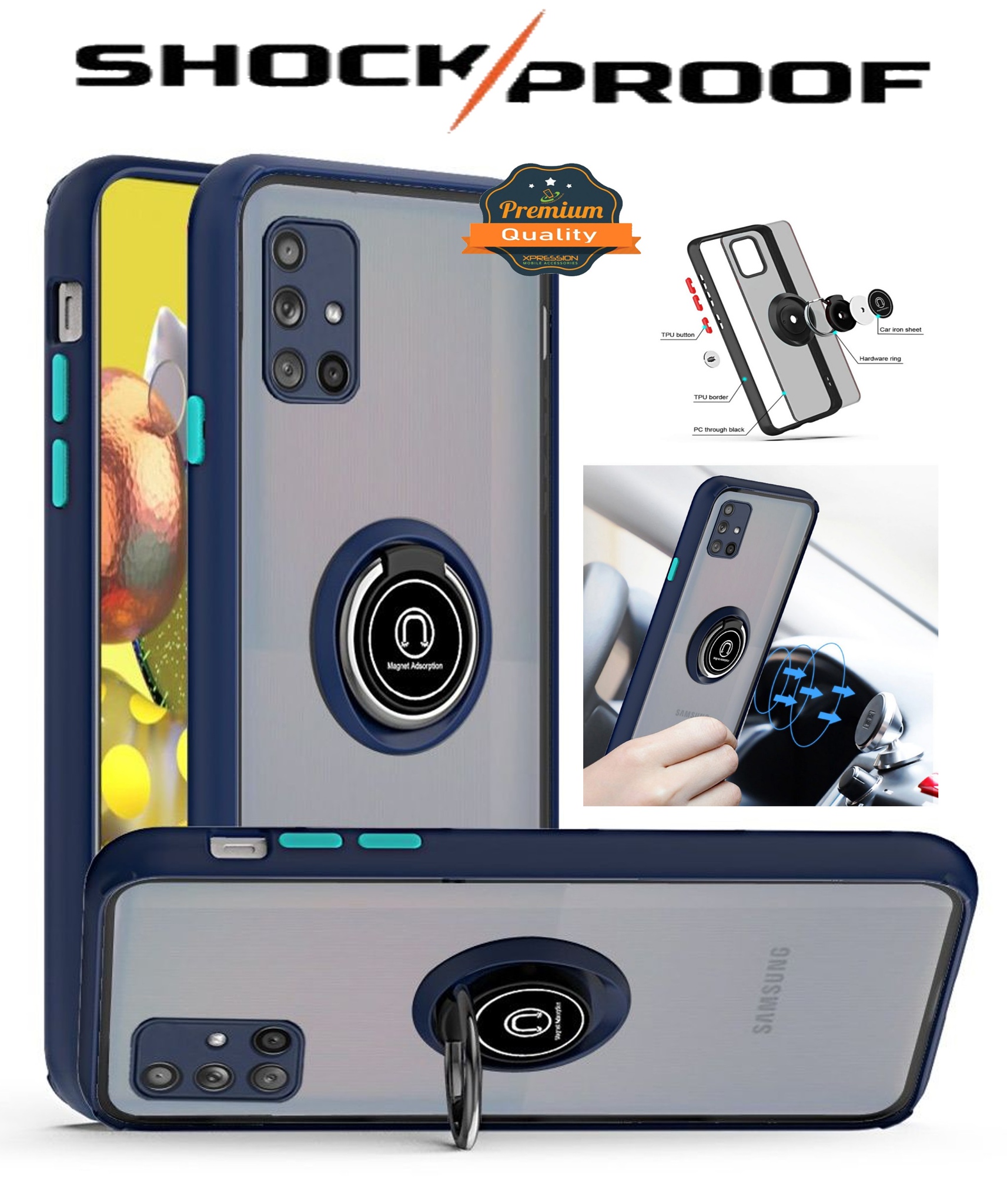 For Wiko Ride 3 Hybrid Shockproof 360° with Magnetic Metal Ring Stand Case Cover - Zdjęcie 26 z 33