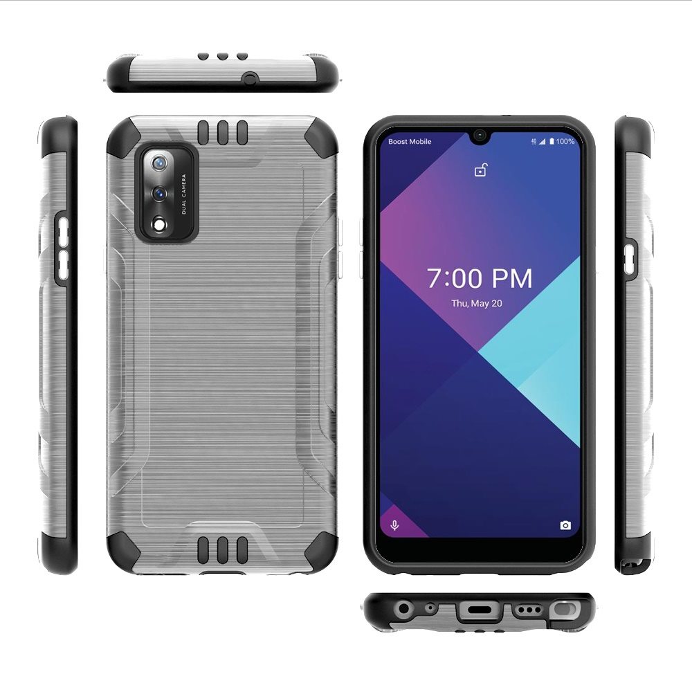For Wiko Ride 3 Hybrid Dual Layer Case Metallic Brush Shockproof Rubber Cover - Imagen 32 de 84
